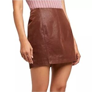 [free people] modern femme vegan leather dark brown mini skirt